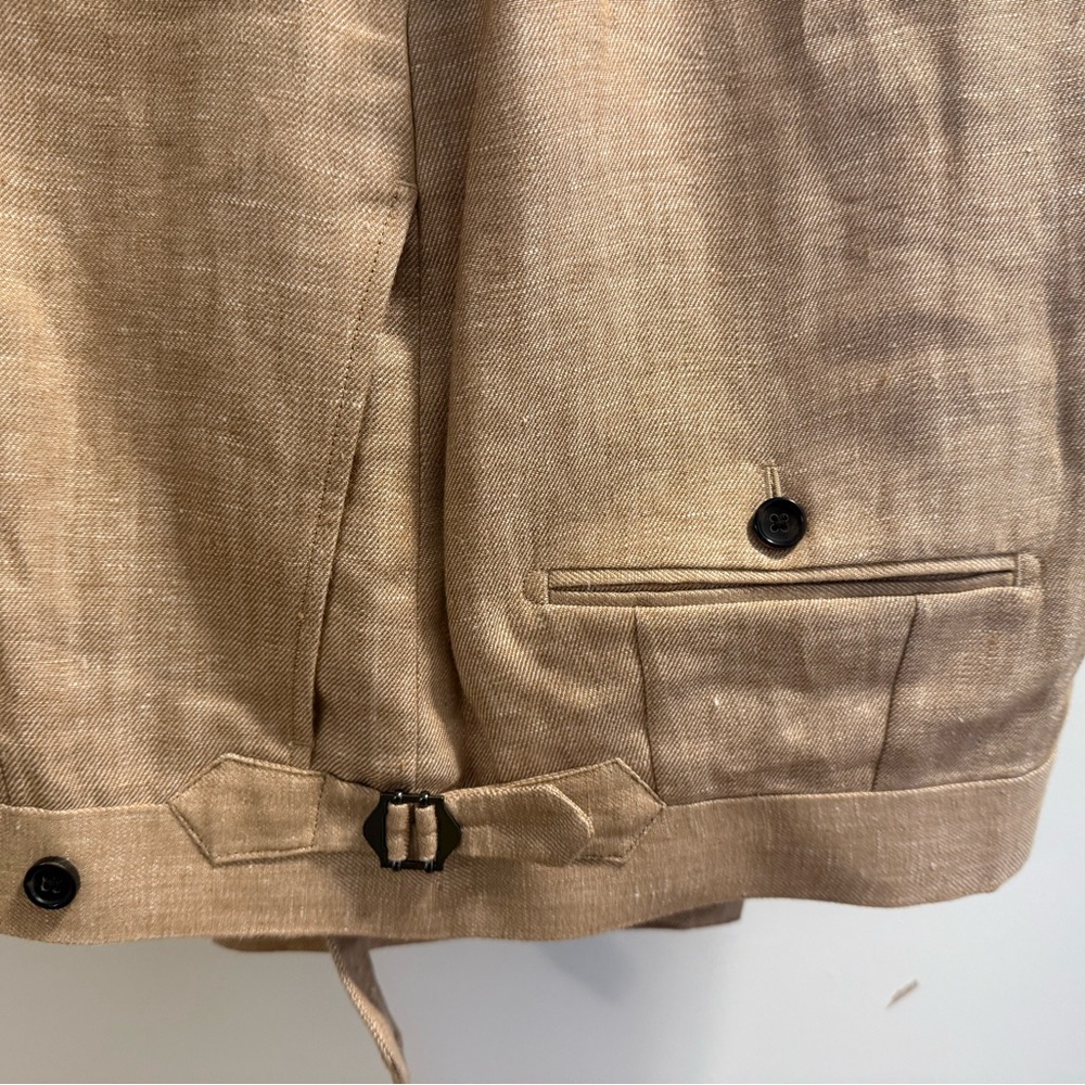 Spier and Mackay Wheat High Rise Linen Trousers Size 34 Slim Inseam 29.5” - Picture 2 of 4